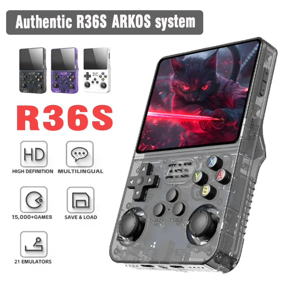 ARKOS R36S Retro Handheld Game Console Linux System 3.5-inch IPS Screen Video Player 64GB/128GB Portable Handheld Game Console